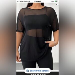 YOGA Black Mesh Top Size Medium Coverage 33” Long Good Weight
